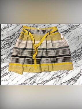 NWT Old Navy Yellow, Gray & Black Striped Skirt with Yellow Ribbon Belt